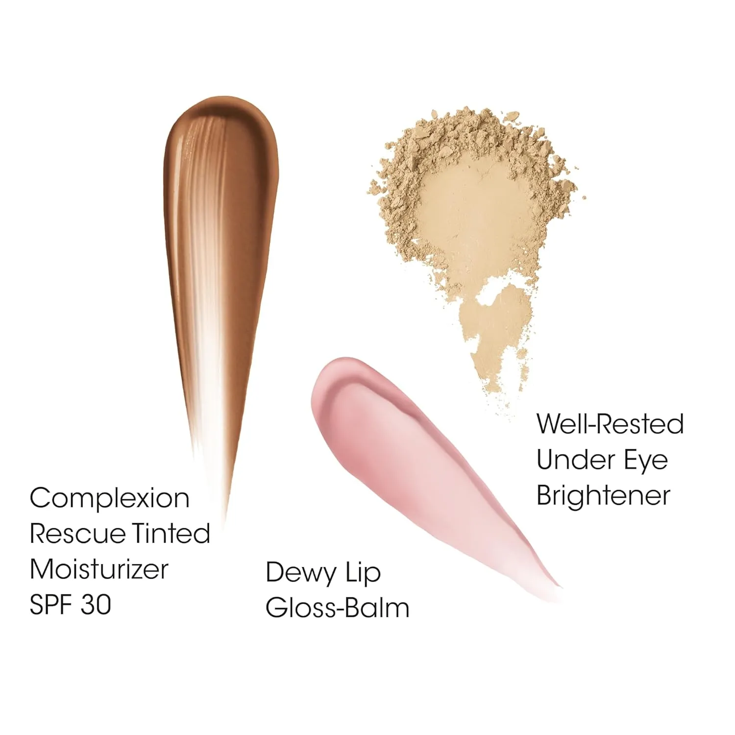 bareMinerals 3-Piece Clean Beauty Gift Set, Includes 3 Full-Sizes, Tinted Moisturizer Mineral SPF 30   Hyaluronic Acid, Under-Eye Brightener   Concealer, Dewy Lip Gloss-Balm Set, Makeup Trio