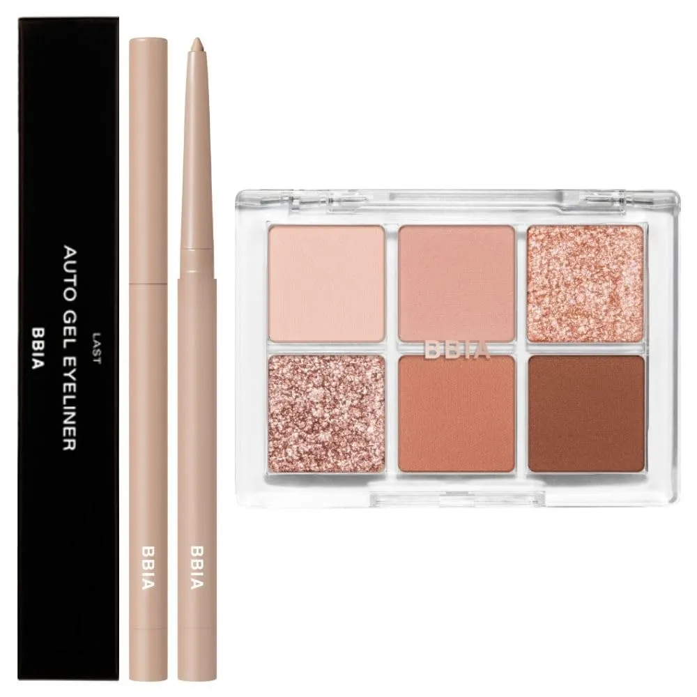 BBIA Last Auto Gel Eyeliner (13 PEANUT BEIGE)   Ready To Wear Eye Palette (03 DRY FLOWER) Bundle Set