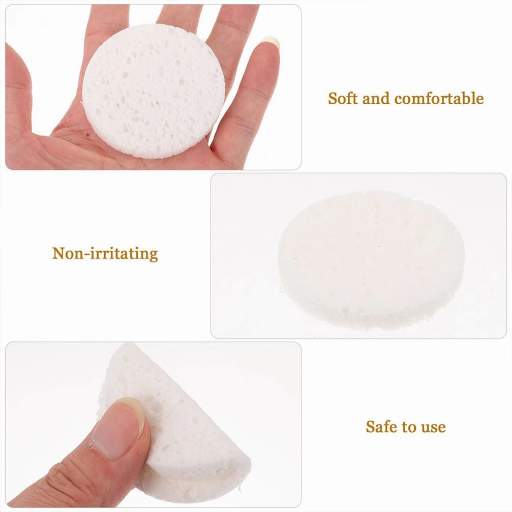 Beaupretty 40pcs Face Wash Face Puff Eye Makeup Remover Pads Face Sponge Puffs Exfoliating Facial Sponge Makeup Puff Comfortable Loofah Woman White Washbasin Simple Wood Pulp Cotton
