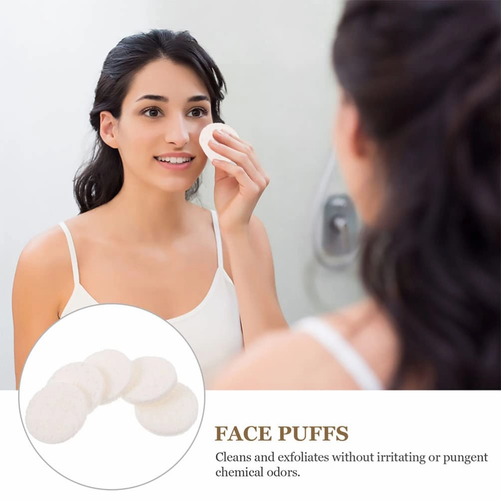 Beaupretty 40pcs Face Wash Face Puff Eye Makeup Remover Pads Face Sponge Puffs Exfoliating Facial Sponge Makeup Puff Comfortable Loofah Woman White Washbasin Simple Wood Pulp Cotton