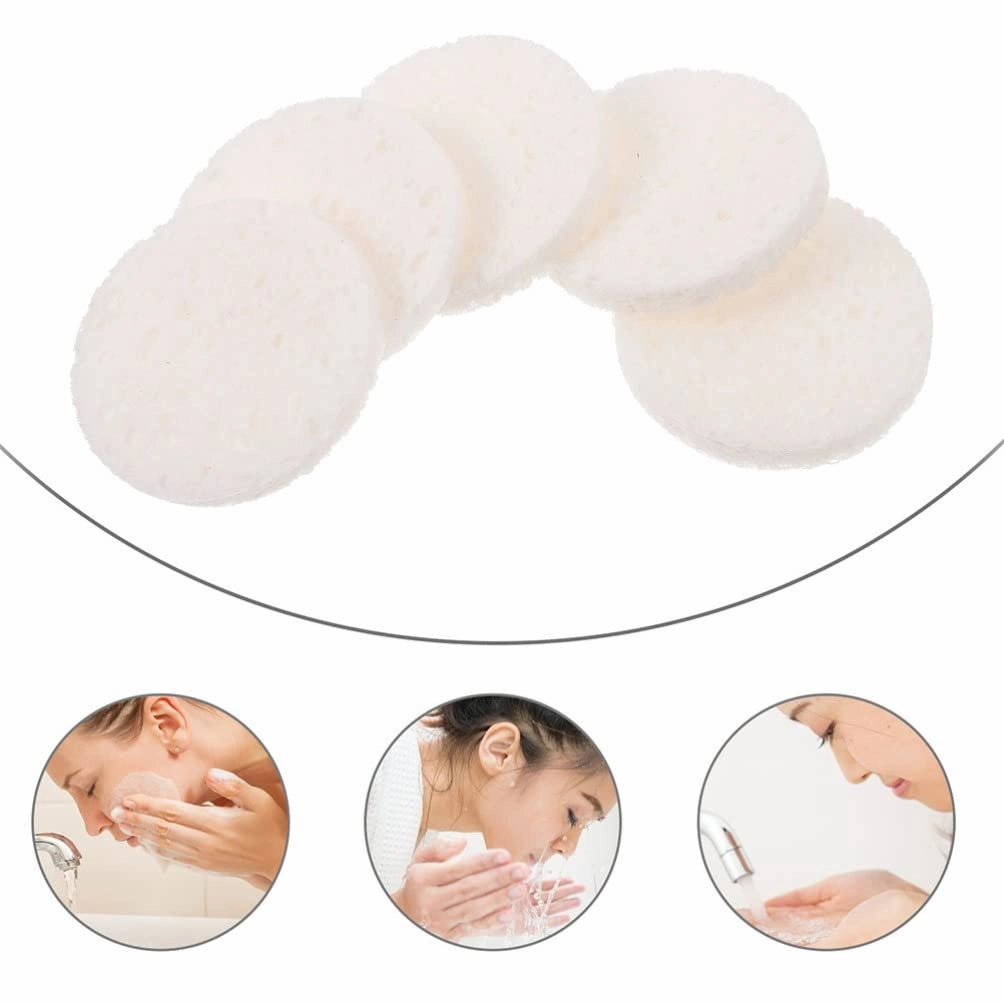 Beaupretty 40pcs Face Wash Face Puff Eye Makeup Remover Pads Face Sponge Puffs Exfoliating Facial Sponge Makeup Puff Comfortable Loofah Woman White Washbasin Simple Wood Pulp Cotton