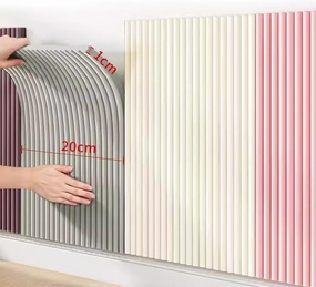 Bedroom Wall Panels, Anti-Collision Wall Padding, DIY Headboard Accent Wall Panels Tatami Wall Surrounding Soft Pack for Kids, High Elasticity   Resistant to Pulling(Gray,20cmx200cm)