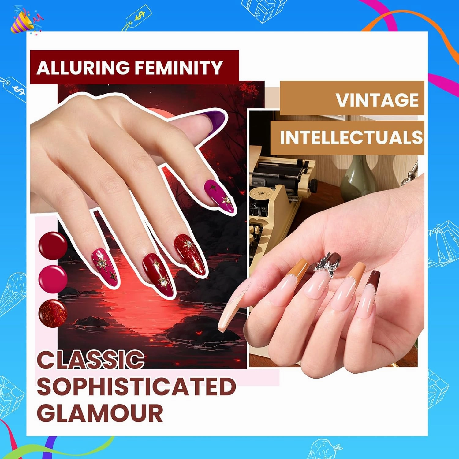 Beetles 110 PCS Gel Nail Polish Set, 100 Colors Infinite Inspiration All Season Red Brown Green Black Gel Polish with 5Pcs Base Top Coat Soak off UV Gel for Manicure Lovers DIY at Home Gifts for Women