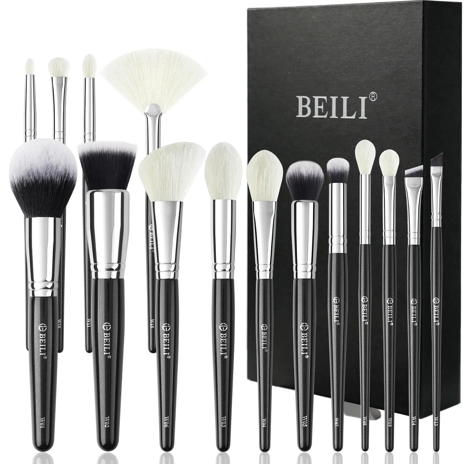 BEILI 15PCS Makeup Brushes Set, Professional Beauty Brushes Set for Foundation Powder, Concealer, Eyebrow, Eyeshadow, Contour, Eyeliner, Eye Blending Brush