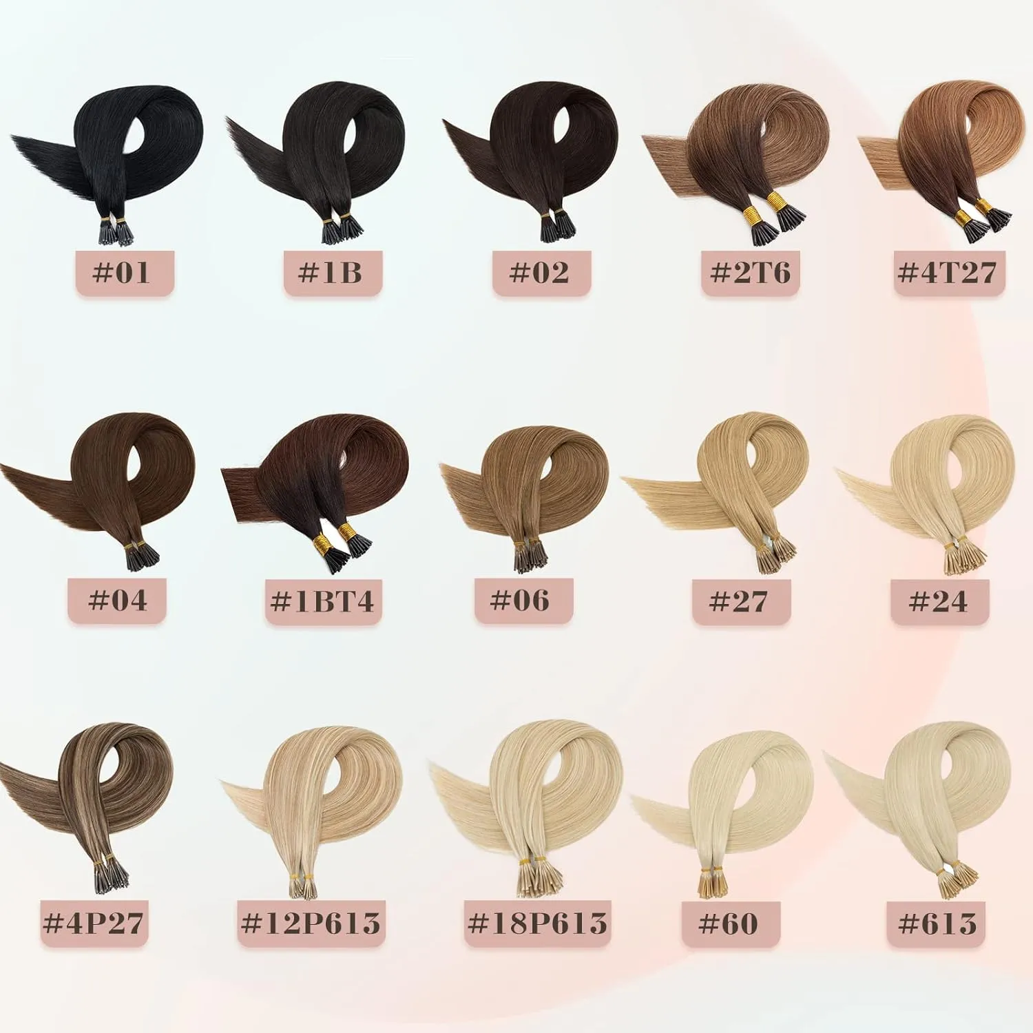Benehair I Tip Hair Extensions Human Hair 16 Inch Cold Fusion Hair Extensions #6 Light Brown Pre Bonded Real Human Hair Extensions 50g 50pcs