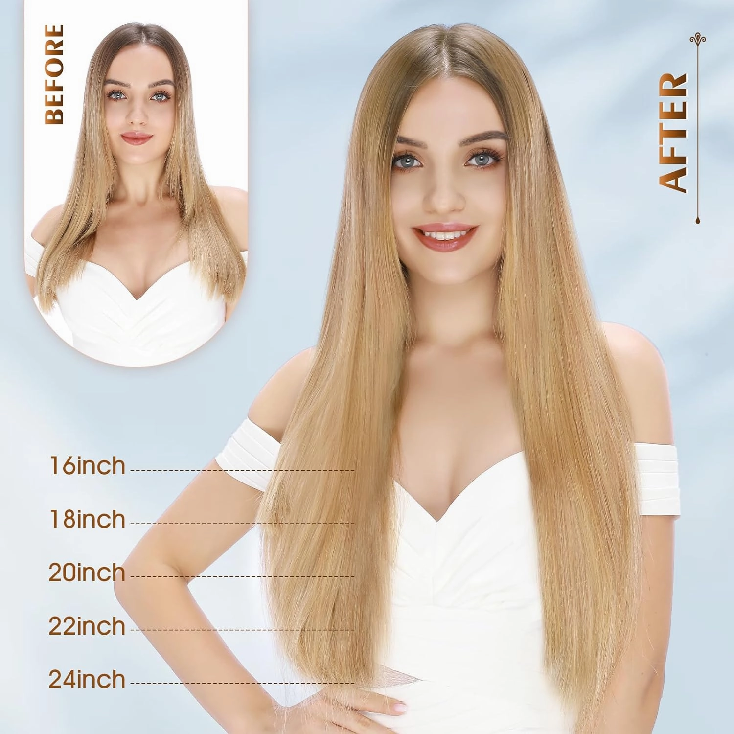 Benehair Micro Loop Ring Remy Human Hair Extensions Hair Extension Medium Brown & Dark Blonde 100 Strands 50g Highlighted Stick Hairpiece 18 inch #4&27