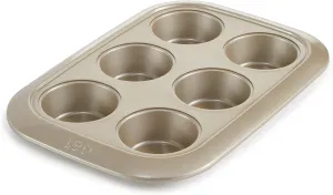 Berghoff Balance Nonstick 6 cup Cupcake/Muffin Baking Pan 2.5" x 1", Lightweight Carbon Steel, Ferno-Green, Non-toxic Coating Bakeware, Easy Food Release, Oven Safe Up To 450°F