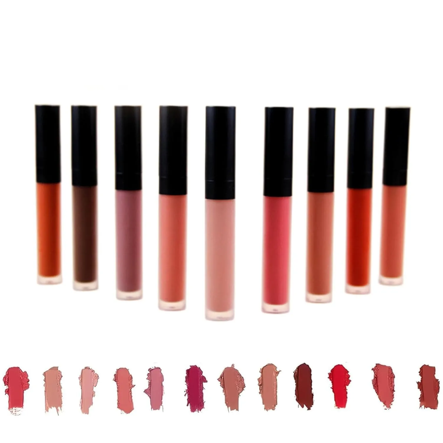 Beryse Lip Stain Oil, Cream Texture Lipstick, Long-Lasting Moisturizing Matte Lip Oil Non-Stick to Cup Non-Fading (9PCS)