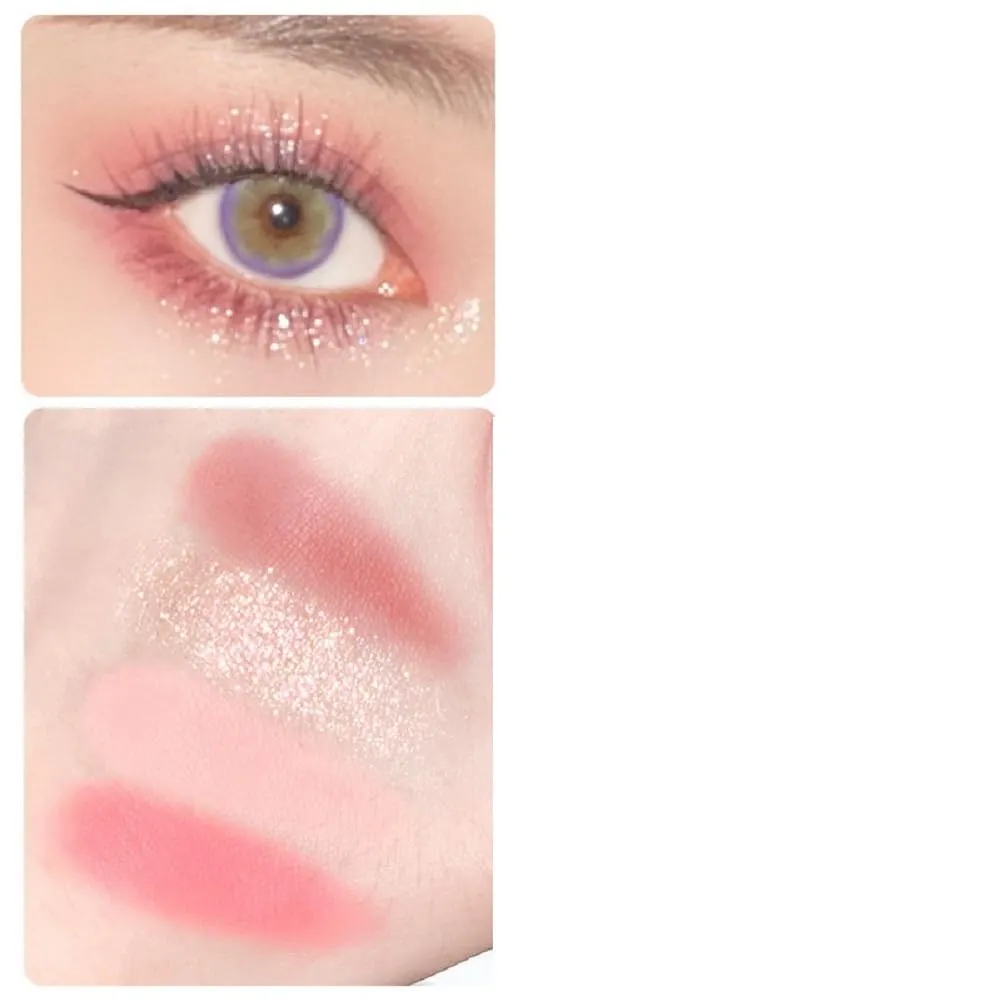 Billie Eyeshadow Palette, 3 Color Eyeshadow Matte Glitter Low Saturation Natural Brightening Student Beauty (2# Rose Smoke powder)