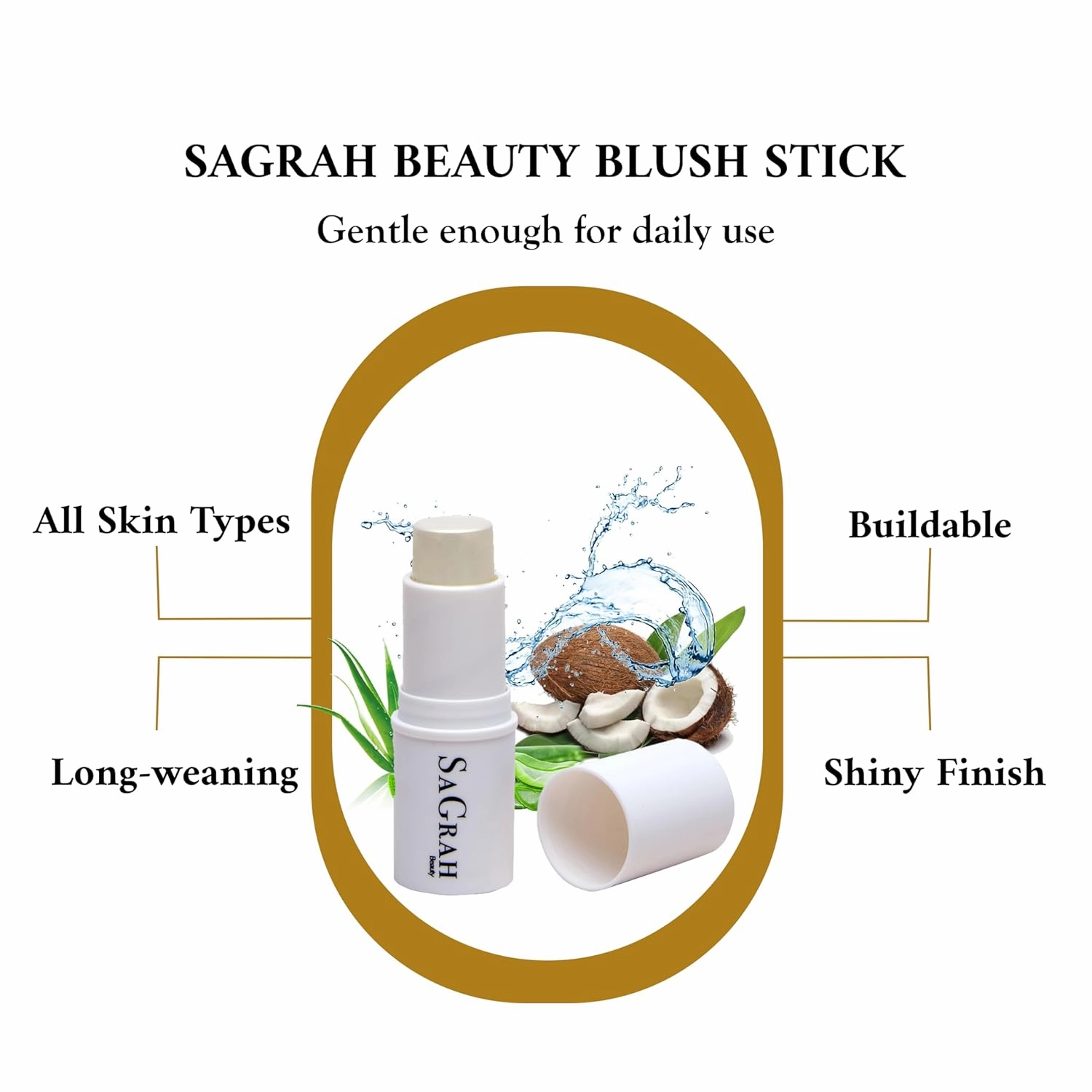 Blush Stick - Long Wearing Makeup Stick - Skincare Cosmetic Cruelty-Free Multistick for Cheeks, Lips & Eyes (Champagne Moonlit)