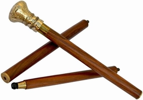 Brass Designer 3 Fold Walking Stick Cane Dome Style Brass Handle Cane with Brown Polished Finish Wooden Walking Shaft Comfort Cane by Better Buy Handicraft