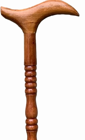 Brown T-Shape Wooden Hand carved Cane - Premium Carved Lightweight Walking Cane With Ergonomic Palm Grip Handle - 36" Brown Designer Handmade Elegant Carved Walking Stick For Men Women (Style-I)