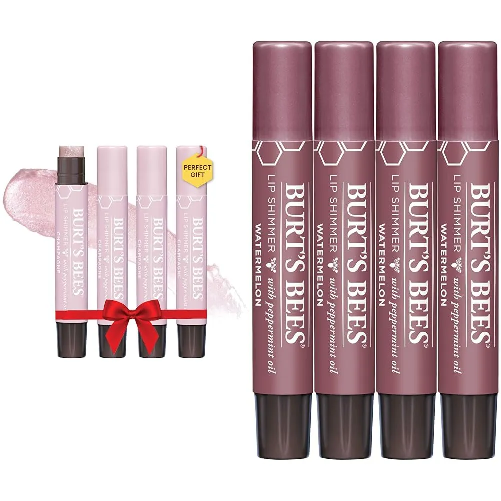 Burt's Bees Shimmer Lip Tint Set, Tinted Lip Balm Stick & Shimmer Lip Tint Stocking Stuffers Set, Tinted Lip Balm Stick