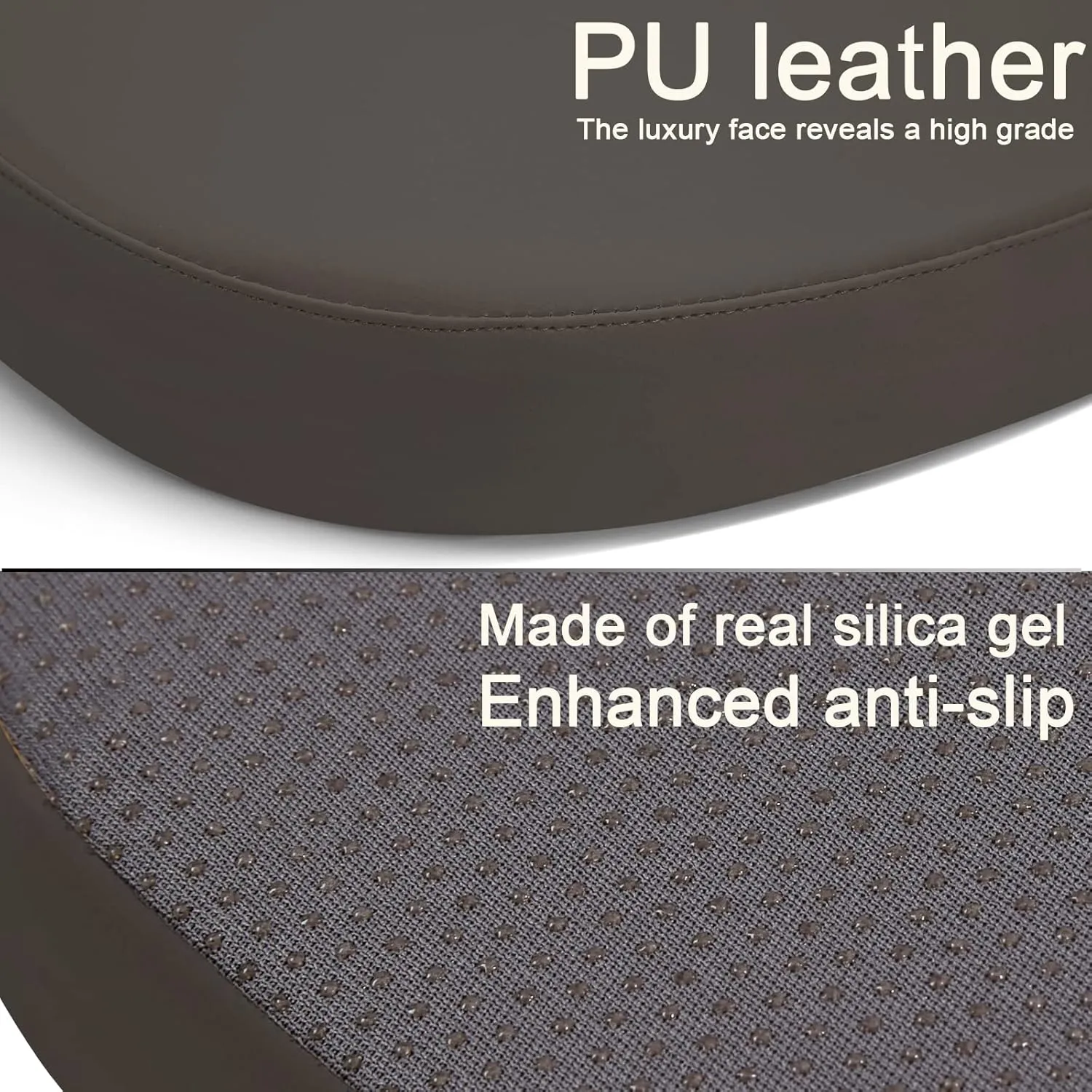 BUYUE Enhanced Anti-Slip Magnetic Bar Stool Cushion 1 Piece, Luxury PU Leather Waterproof Small Seat Cushion for Café Bistro Stackable Metal Stool (Square, Brown, 1)