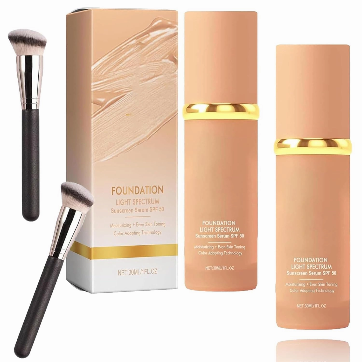 Cabindealer 4 in 1 Foundation - Light Spectrum, Color Changing, Hydrating Medium Full Coverage Concealer (2sets)