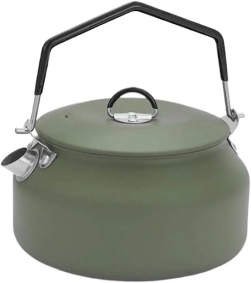 Camping Kitchen Utensil Outdoor Stainless Steel Picnic Teapot Camping Portable Large Capacity Kettle for Outdoor Cooking(Green)