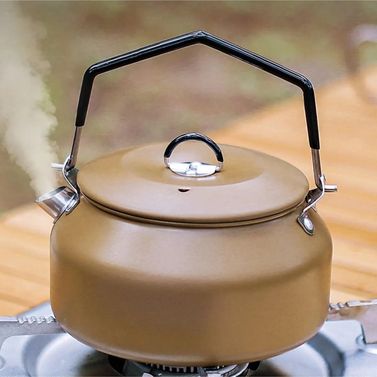 Camping Kitchen Utensil Outdoor Stainless Steel Picnic Teapot Camping Portable Large Capacity Kettle for Outdoor Cooking(Green)