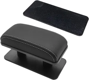 Car Elbow Support Pad, Adjustable Height Side Booster Pad, PU Leather Car Door Armrest Pad, Soft Comfortable Arm Rest Pillow, Universal Elbow Rest Cushion (Black&White)