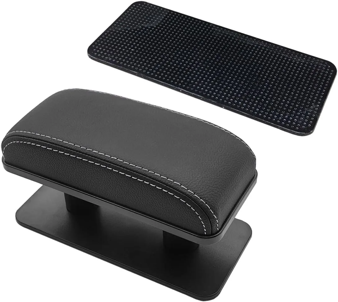 Car Elbow Support Pad, Adjustable Height Side Booster Pad, PU Leather Car Door Armrest Pad, Soft Comfortable Arm Rest Pillow, Universal Elbow Rest Cushion (Black&White)