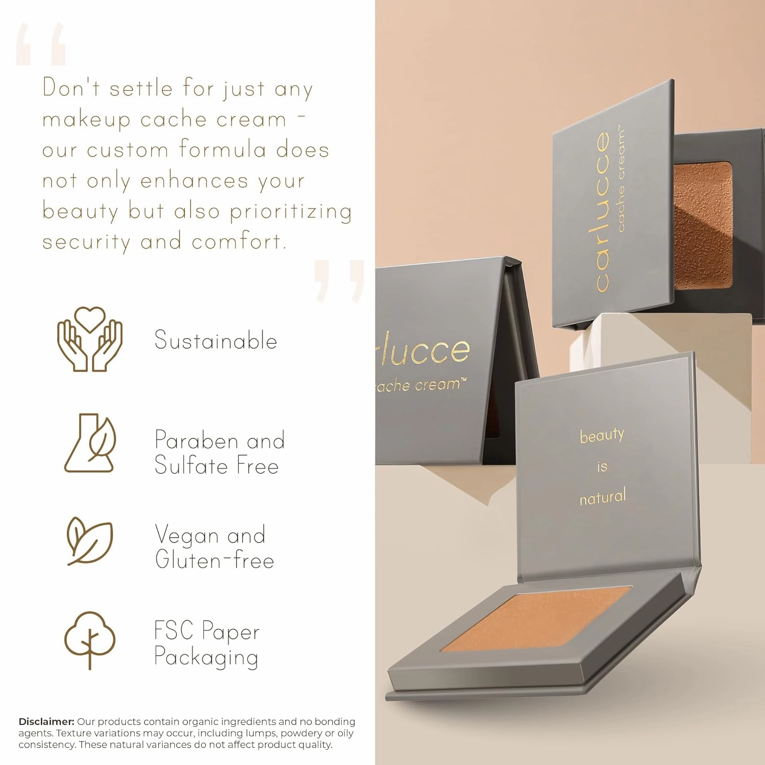 Carlucce Cache Cream 3-in-1 Makeup Color Palette, Obsession - Foundation, Concealer & Primer, Medium - Full Coverage, Natural Finish, Cruelty Free