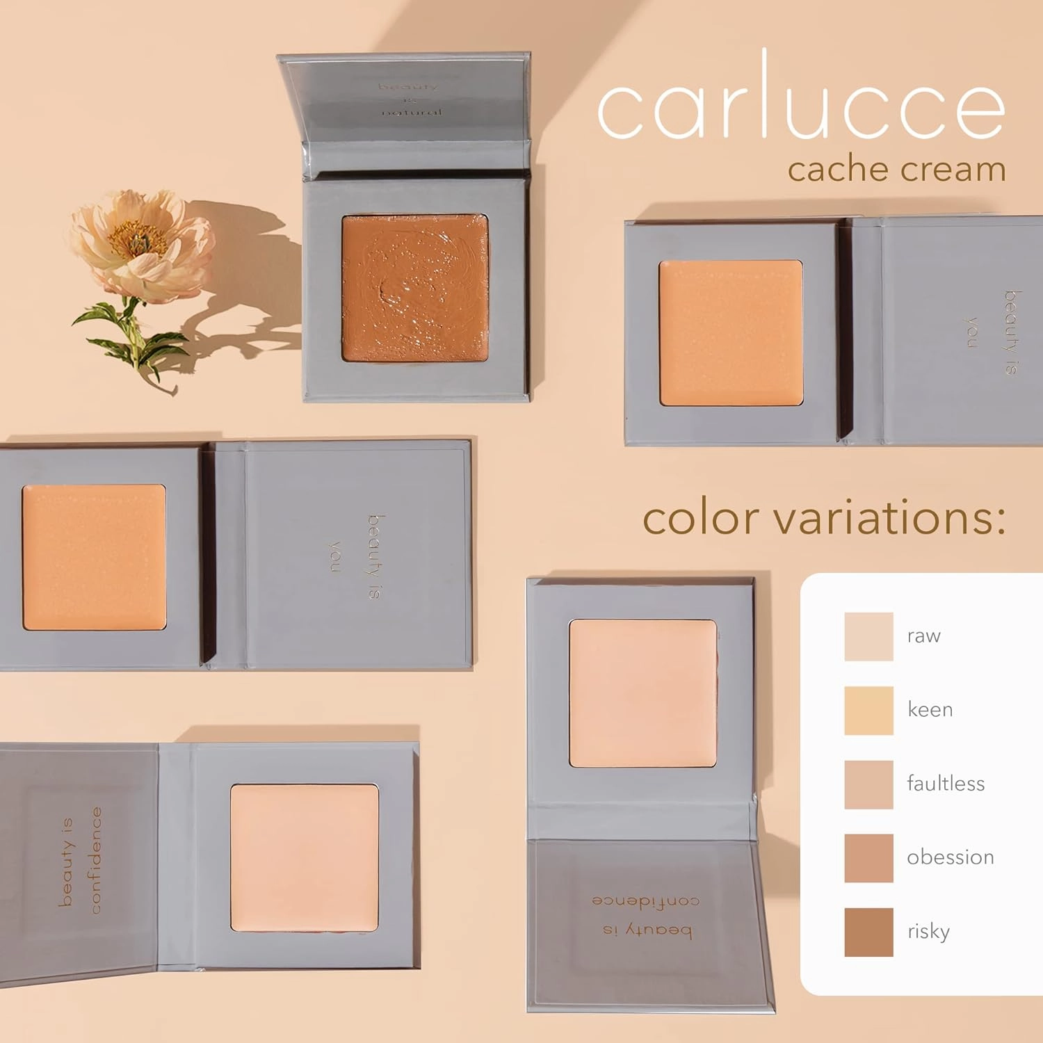 Carlucce Cache Cream 3-in-1 Makeup Color Palette, Obsession - Foundation, Concealer & Primer, Medium - Full Coverage, Natural Finish, Cruelty Free