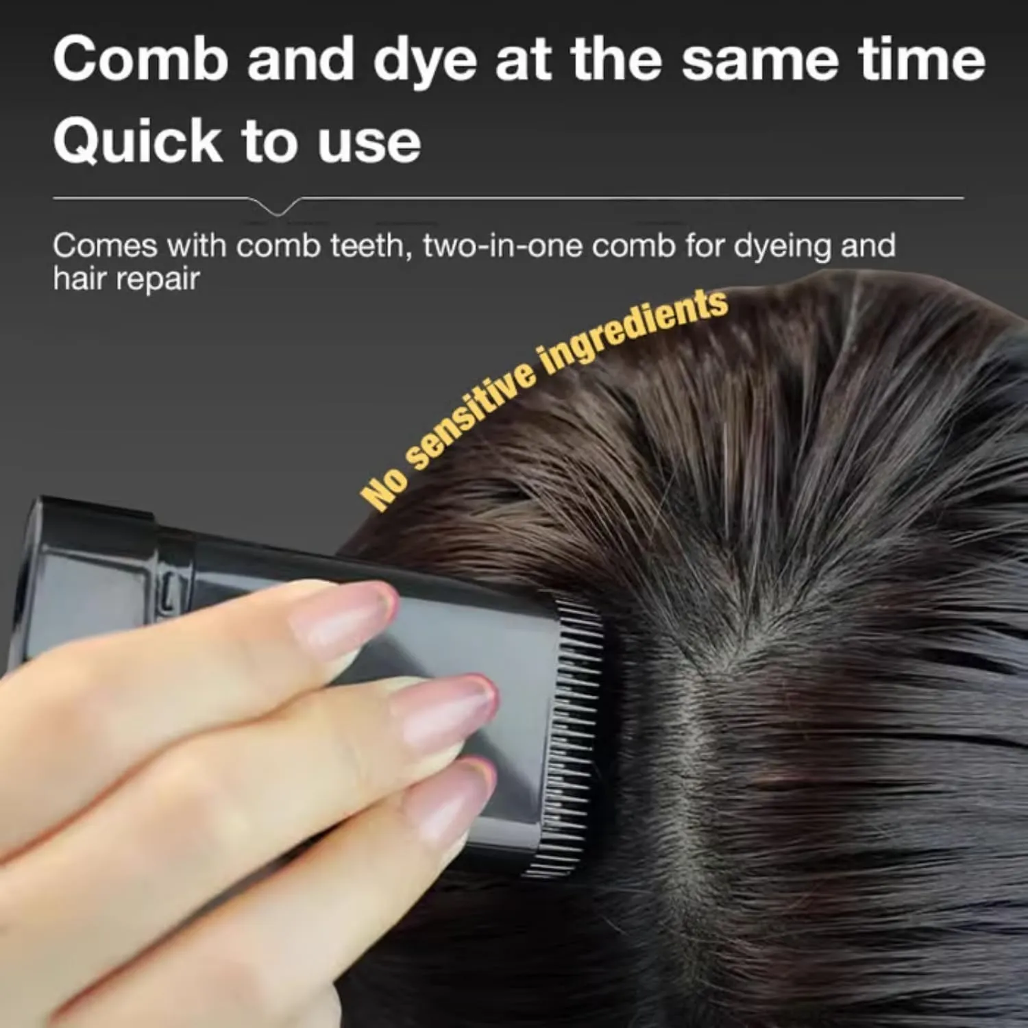 Carylook Hair Color Stick, Touch Up Comb 2-In-1 Korean, Safe And Convenient Comb Hair Dye, Waterproof and Sweat-Proof Portable Colouring Stick for Women(Black-Brown,2)
