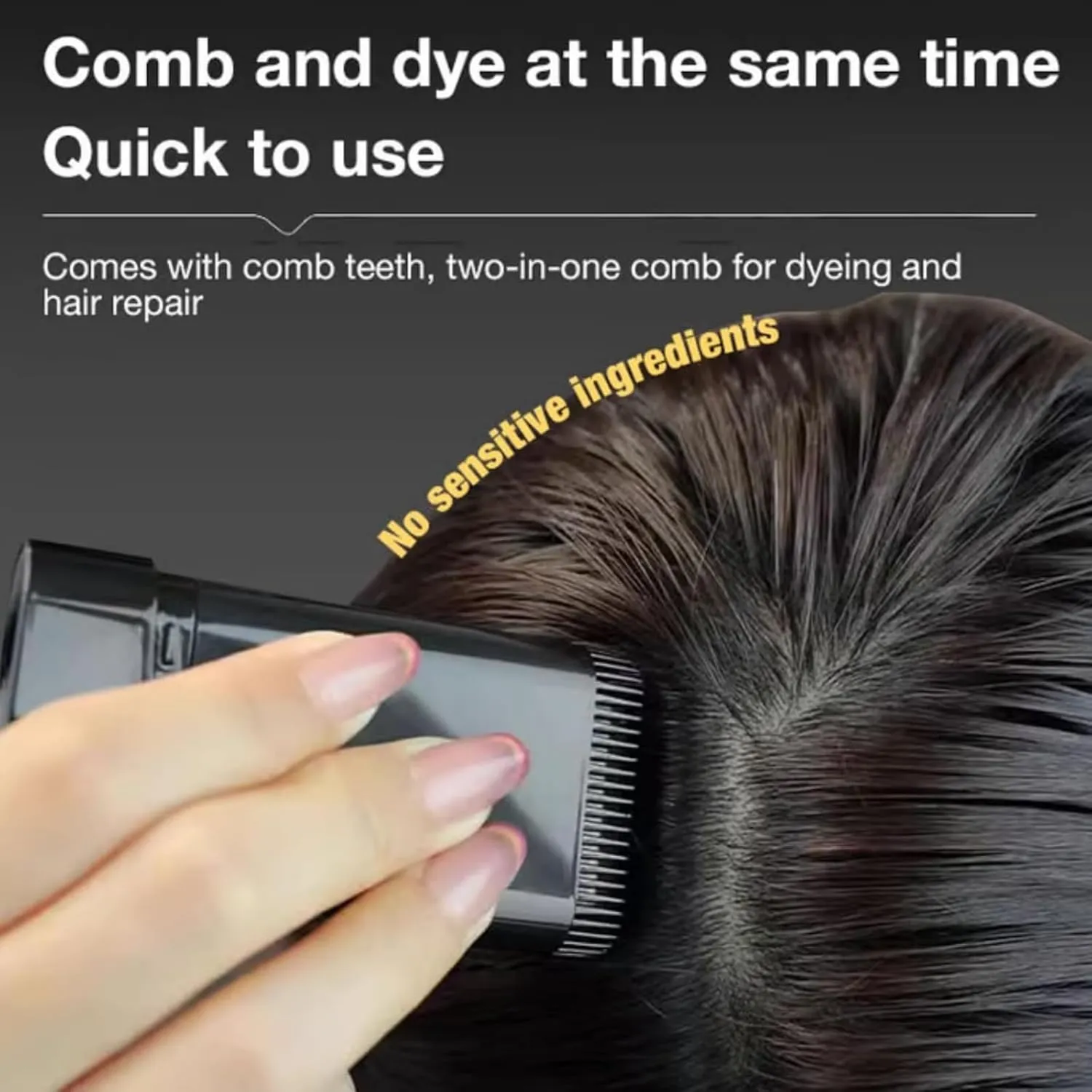 Carylook Hair Color Stick, Waterproof and Sweat-Proof Comb Hair Dye, Portable Hair Dye Comb For Gray Hair Coverage, 2 in 1 Instant Dye, for Women & Men (2pcs Black Brown, 20g)