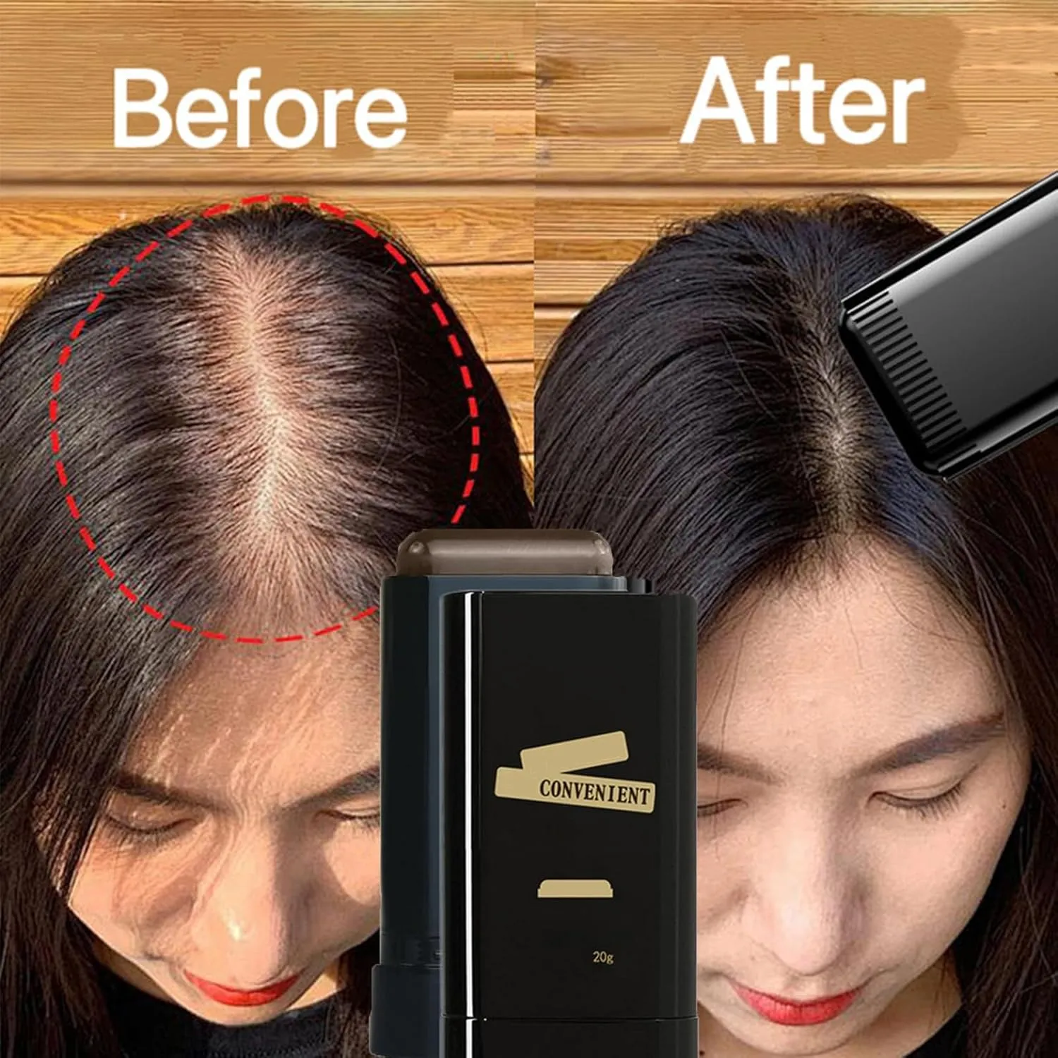 Carylook Hair Color Stick, Waterproof and Sweat-Proof Comb Hair Dye, Portable Hair Dye Comb For Gray Hair Coverage, 2 in 1 Instant Dye, for Women & Men (2pcs Black Brown, 20g)