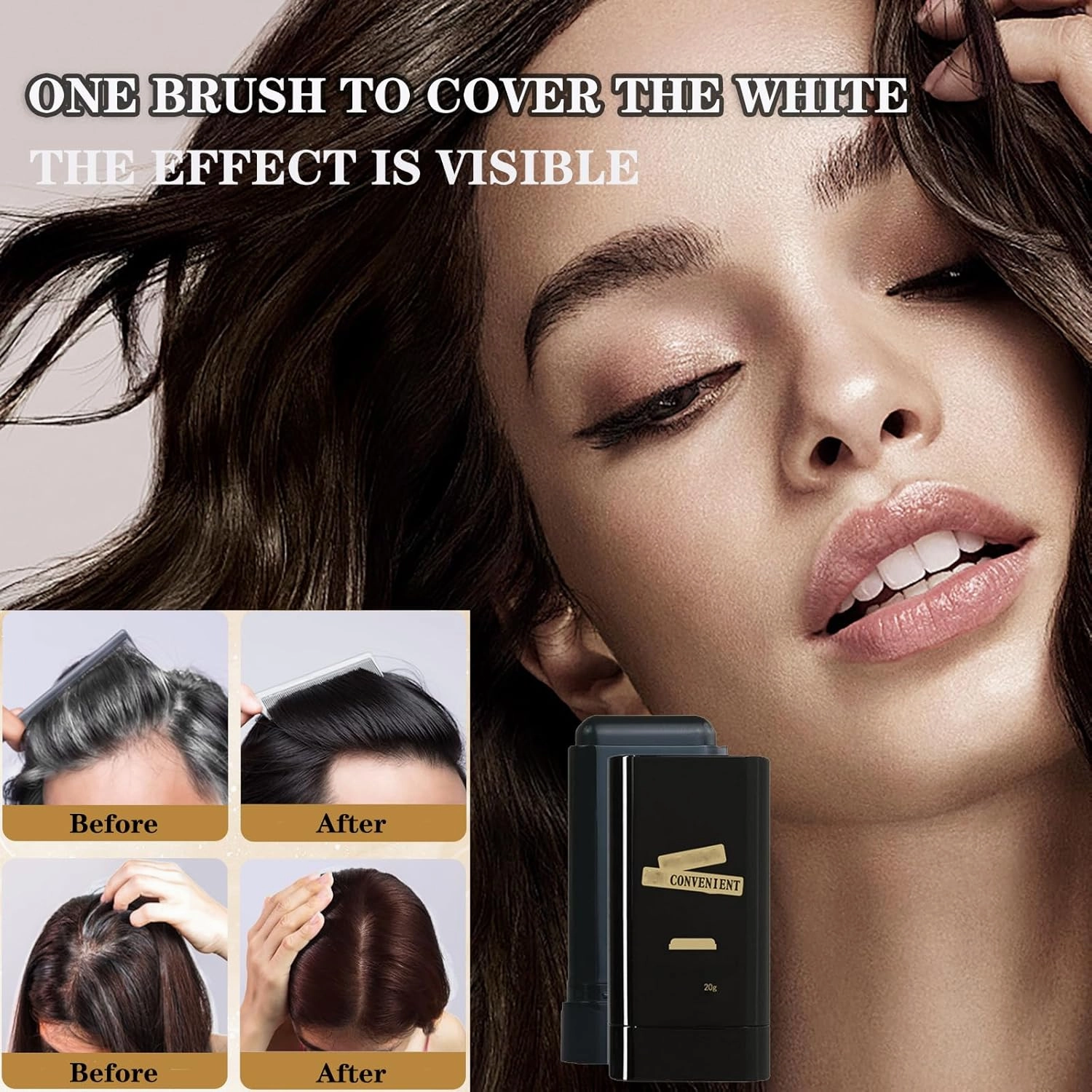 Carylook Hair Color Stick, Lightsbetter Hair Dye Comb, Hair Dye Comb for Women, 2-in-1 Touch-Up Comb, Waterproof and Sweat-Proof (Black*2, 20g)