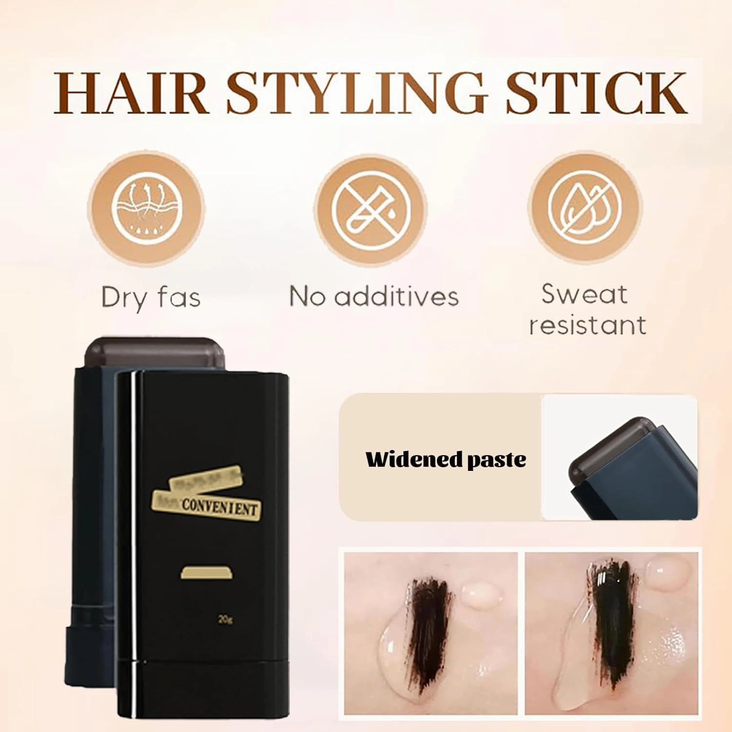 Carylook Hair Color Stick, Lightsbetter Hair Dye Comb, Hair Dye Comb for Women, 2-in-1 Touch-Up Comb, Waterproof and Sweat-Proof (Black*2, 20g)