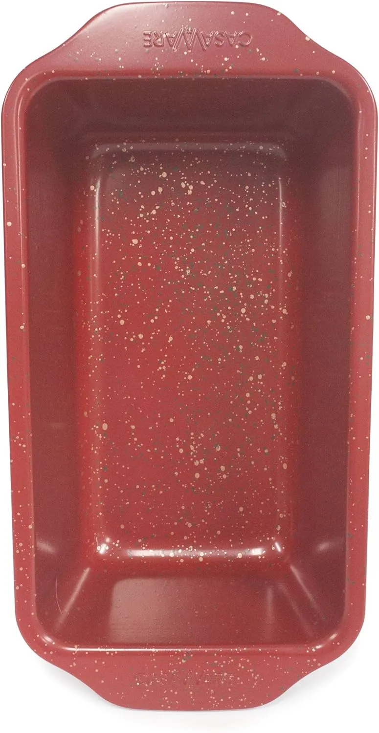 casaWare Loaf Pan 9 x 5-Inch Ceramic Coated Non-Stick (Red Granite)