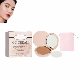 CC Creamy Compact Spf 50, Full Coverage Concealer, Foundation Concealer, Color Correcting Concealer, Always CC Creamy Compact Spf 50  and Pouch (Dark Brown)