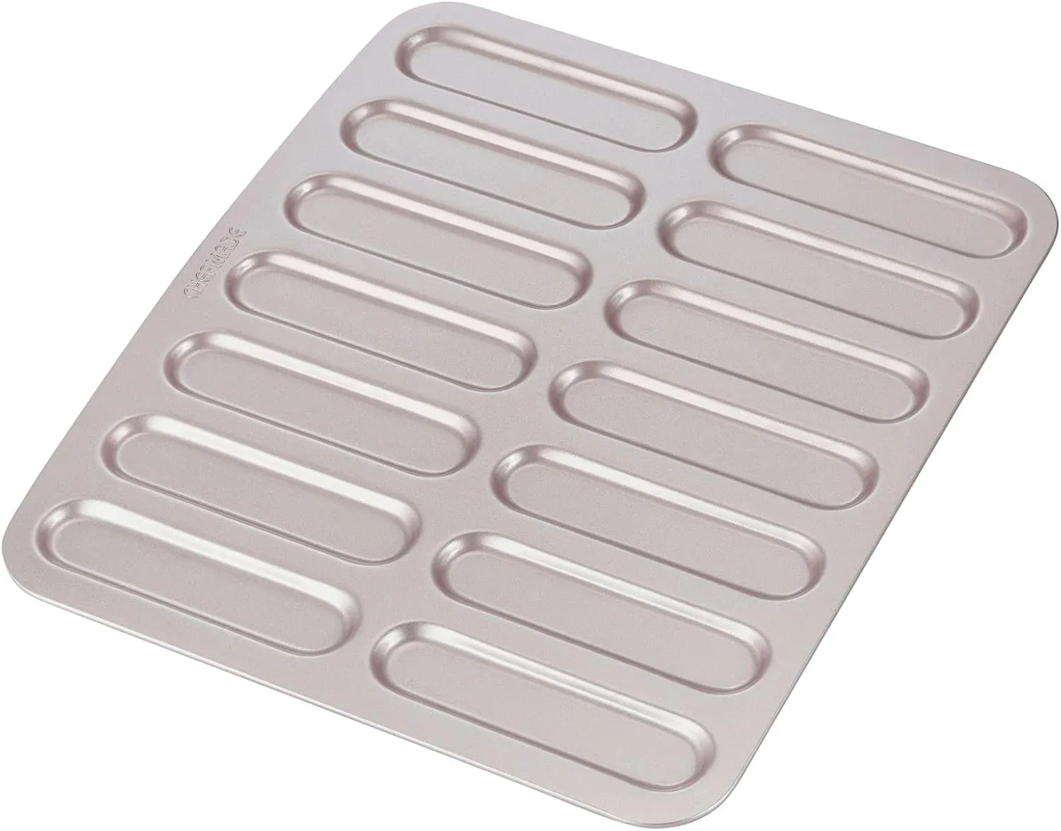 CHEFMADE Eclair Cake Pan, 14-Cavity Non-Stick Mini Eclair Cookie Biscuits Bakeware for Oven Baking (Champagne Gold)