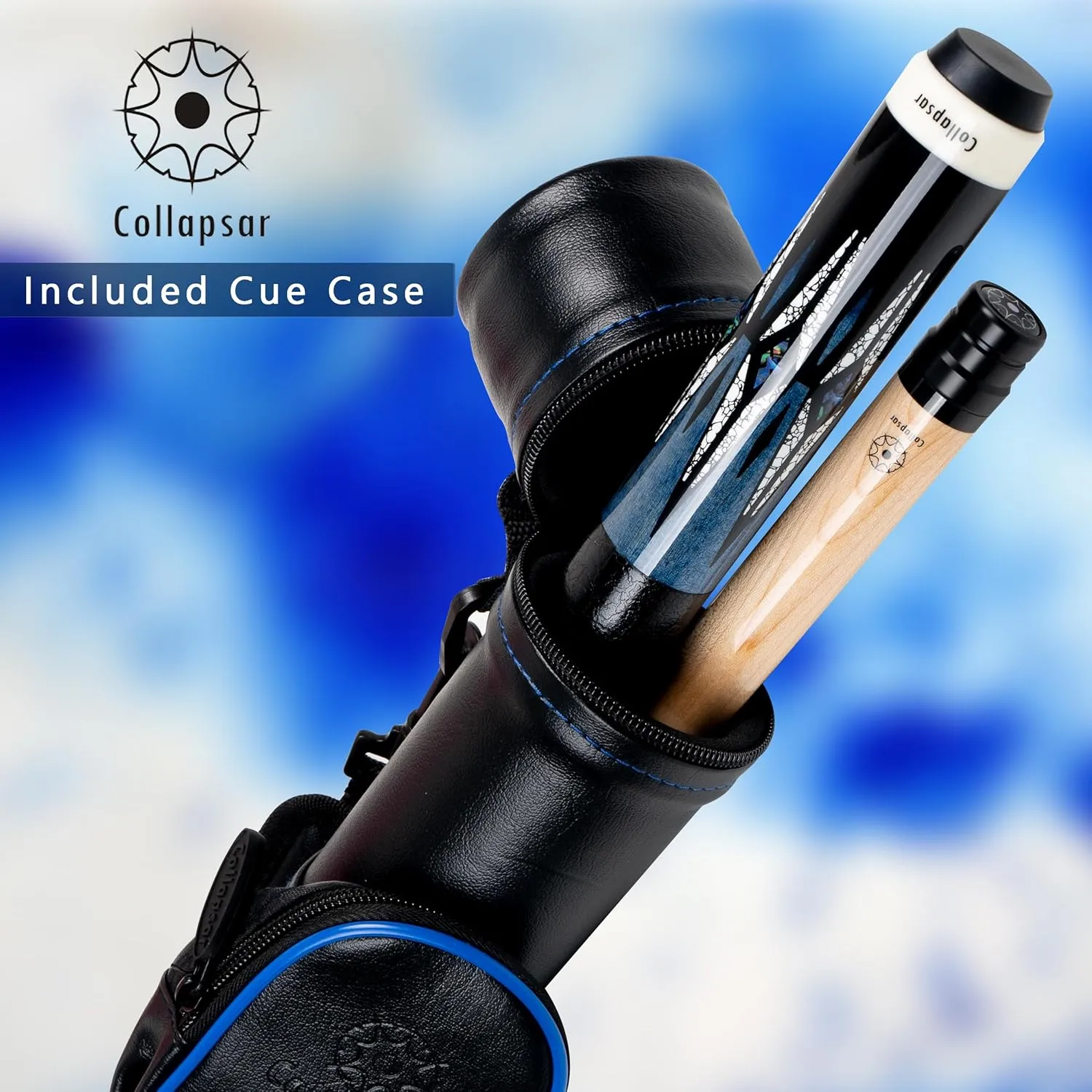 Collapsar CA Pool Stick with 1X1 Hard Case,58" Maple Professional Billiard Cue Stick,19-21 oz Pool Cue Set