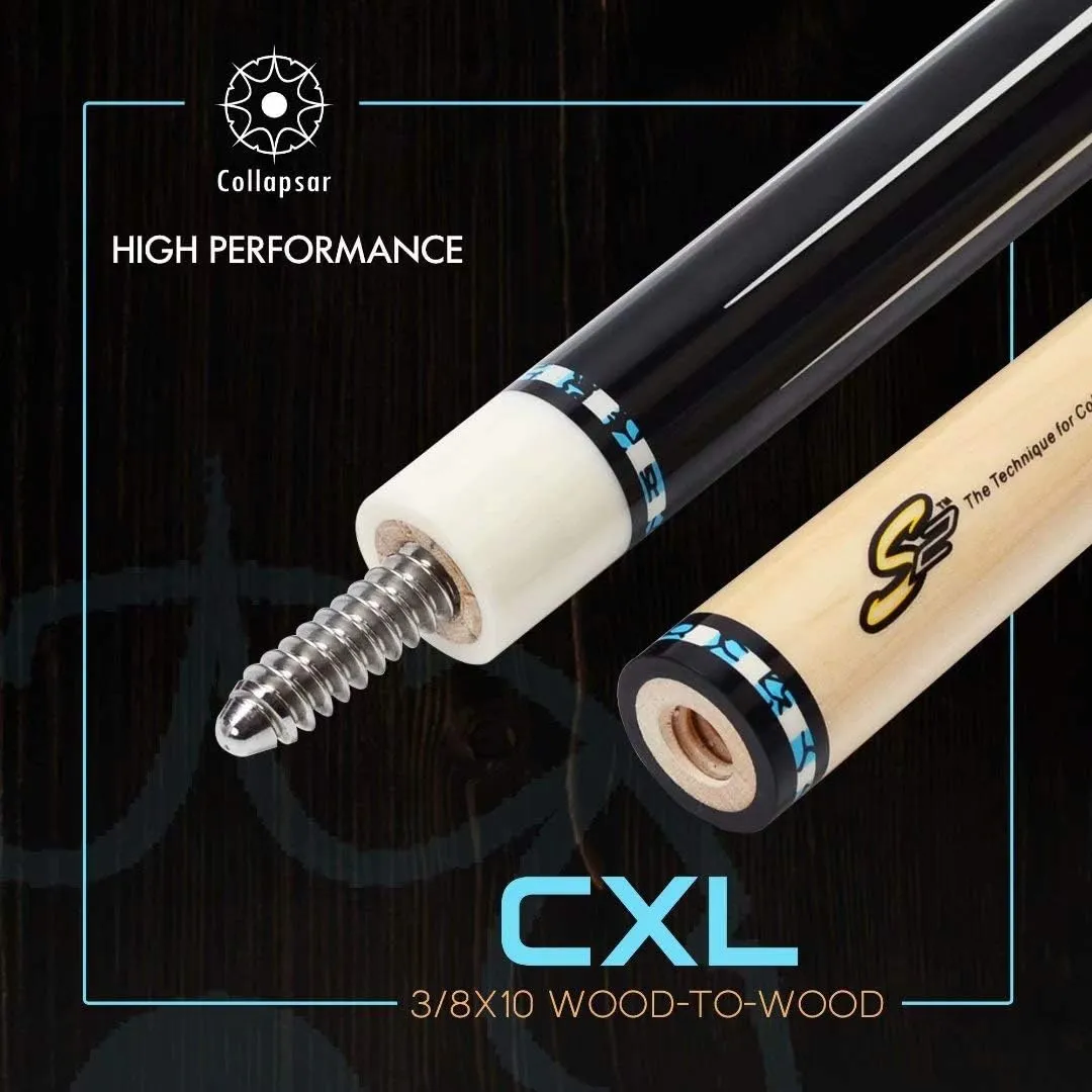 Collapsar CXL Pool Cue with 1X1 Hard Case,Low Deflection Shaft 13mm Black Tip Billiard Ques Sticks,58" 2-Pieces 19-21 oz Professional Pool Stick Set