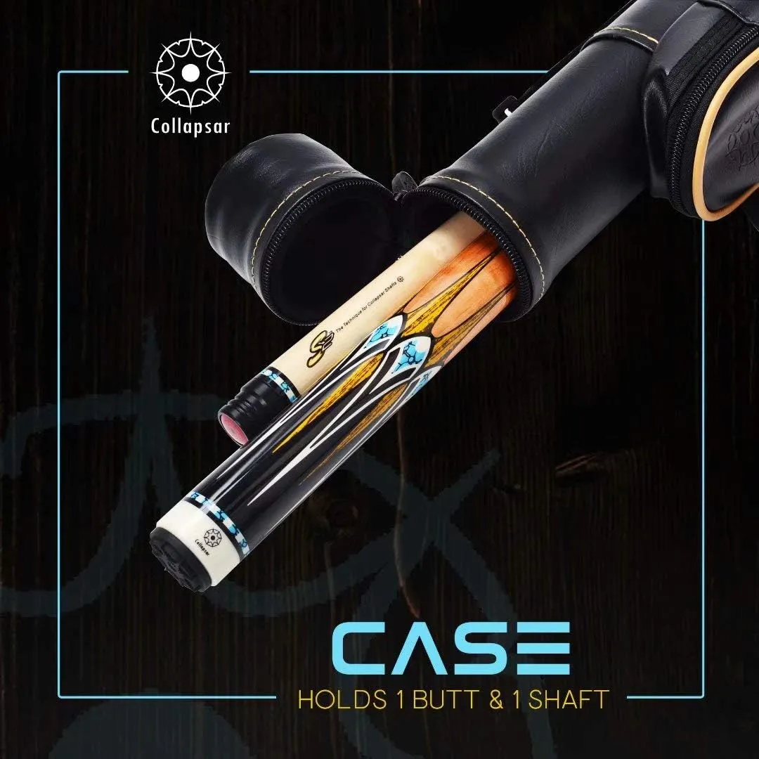 Collapsar CXL Pool Cue with 1X1 Hard Case,Low Deflection Shaft 13mm Black Tip Billiard Ques Sticks,58" 2-Pieces 19-21 oz Professional Pool Stick Set
