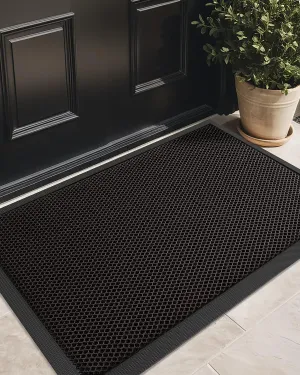 Color&Geometry Waterproof Outdoor Mat Heavy Duty Rubber Mats for Outside, Low-Profile Dirt Resist Front Door Mat Outside Entrance, Non-Slip Welcome Mats for Front Door, 17"x30" Dark Brown
