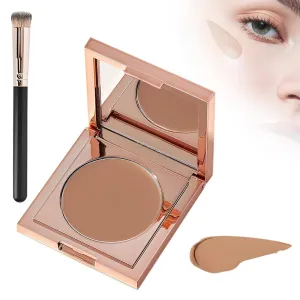 Colored CC Undereye Corrector, Eye Concealer Undereye Color Corrector for Dark Circles, Clay Neutralizing Makeup Under Eye Hydrating Concealer with Brush (Medium-Tan Peach, Small)
