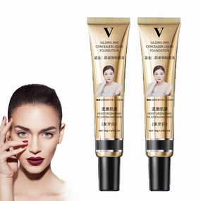 Concealer Foundation, Waterproof Concealer Lasting Liquid Foundation, Tender the Skin Gilding and Concealer Liquid Foundation, Concealer Foundation Tender the Skin (Ivory-2PCS)