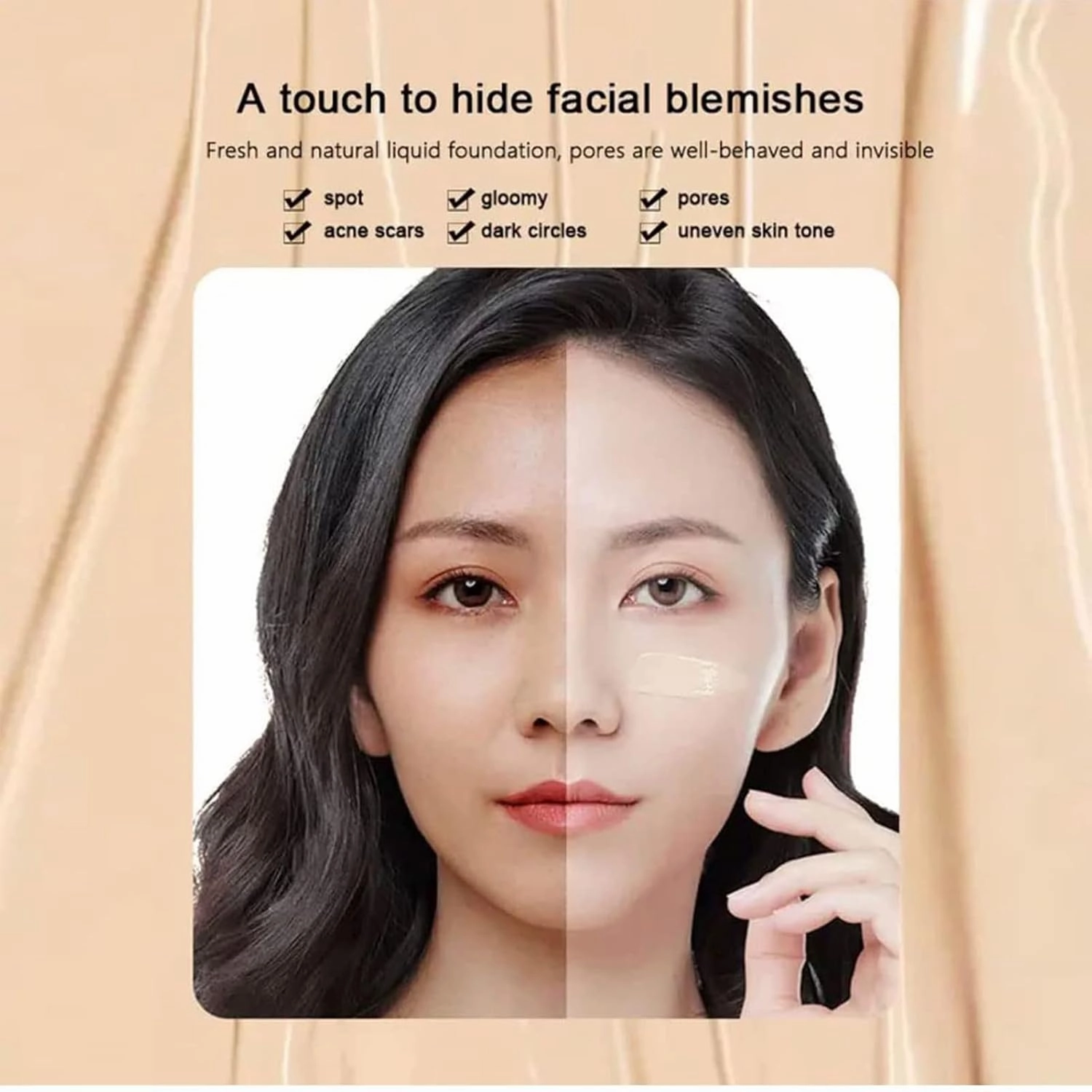 Concealer Foundation, Waterproof Concealer Lasting Liquid Foundation, Tender the Skin Gilding and Concealer Liquid Foundation, Concealer Foundation Tender the Skin (Ivory-2PCS)
