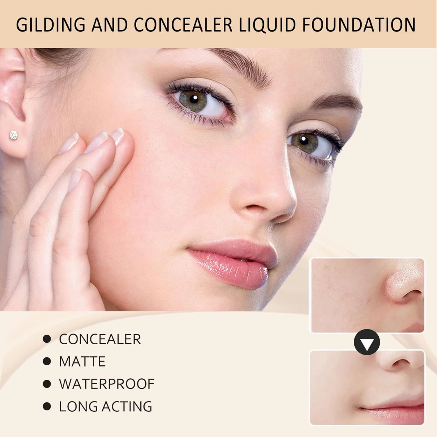Concealer Foundation, Waterproof Concealer Lasting Liquid Foundation, Tender the Skin Gilding and Concealer Liquid Foundation, Concealer Foundation Tender the Skin (Ivory-2PCS)