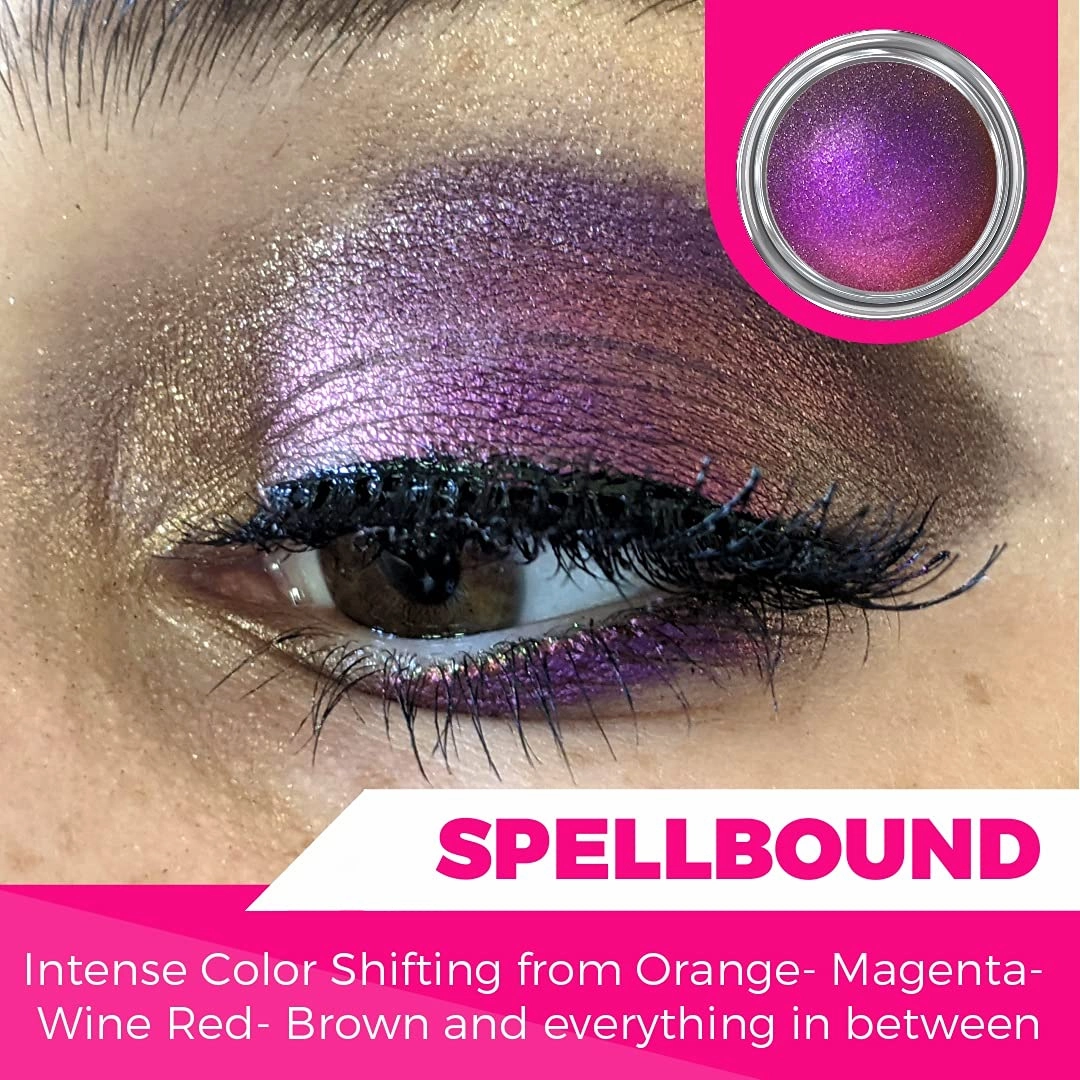 Concrete Minerals MultiChrome Eyeshadow, Intense Color Shifting, Longer-Lasting With No Creasing, 100% Vegan and Cruelty Free, Handmade in USA, 1.5 Grams Loose Mineral Powder (Spellbound)