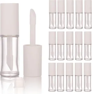 COSIDEA 15PCS Empty PETG big doe foot Wand Lip Gloss Tubes 10ml 0.33 OZ White lipgloss Tube with Thick brush Applicator for Castor oil tint DIY concealer tube packing