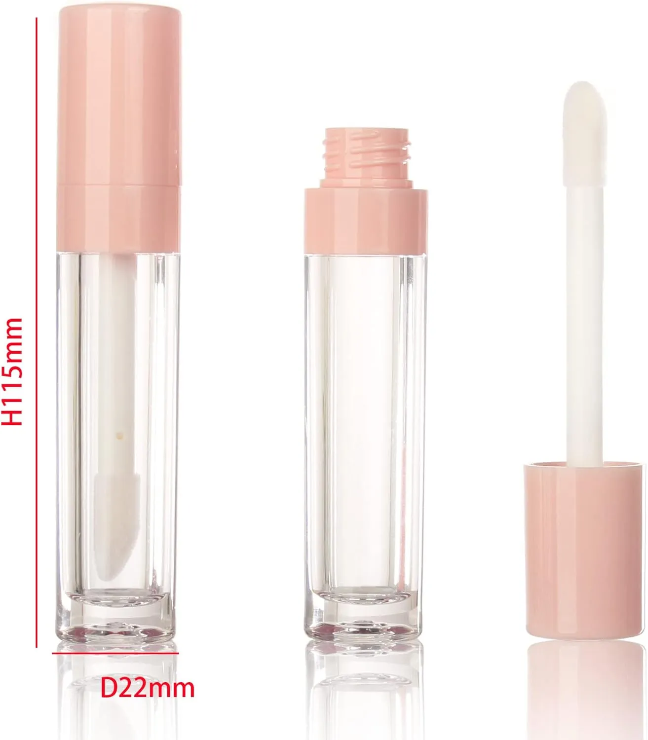 COSIDEA 30pcs Pink Empty 8ml 0.27oz PETG Lip Gloss Tubes with Big Doe Foot Wand，Lipgloss Containers，Concealer Tube Packing Container Bulk Wholesale