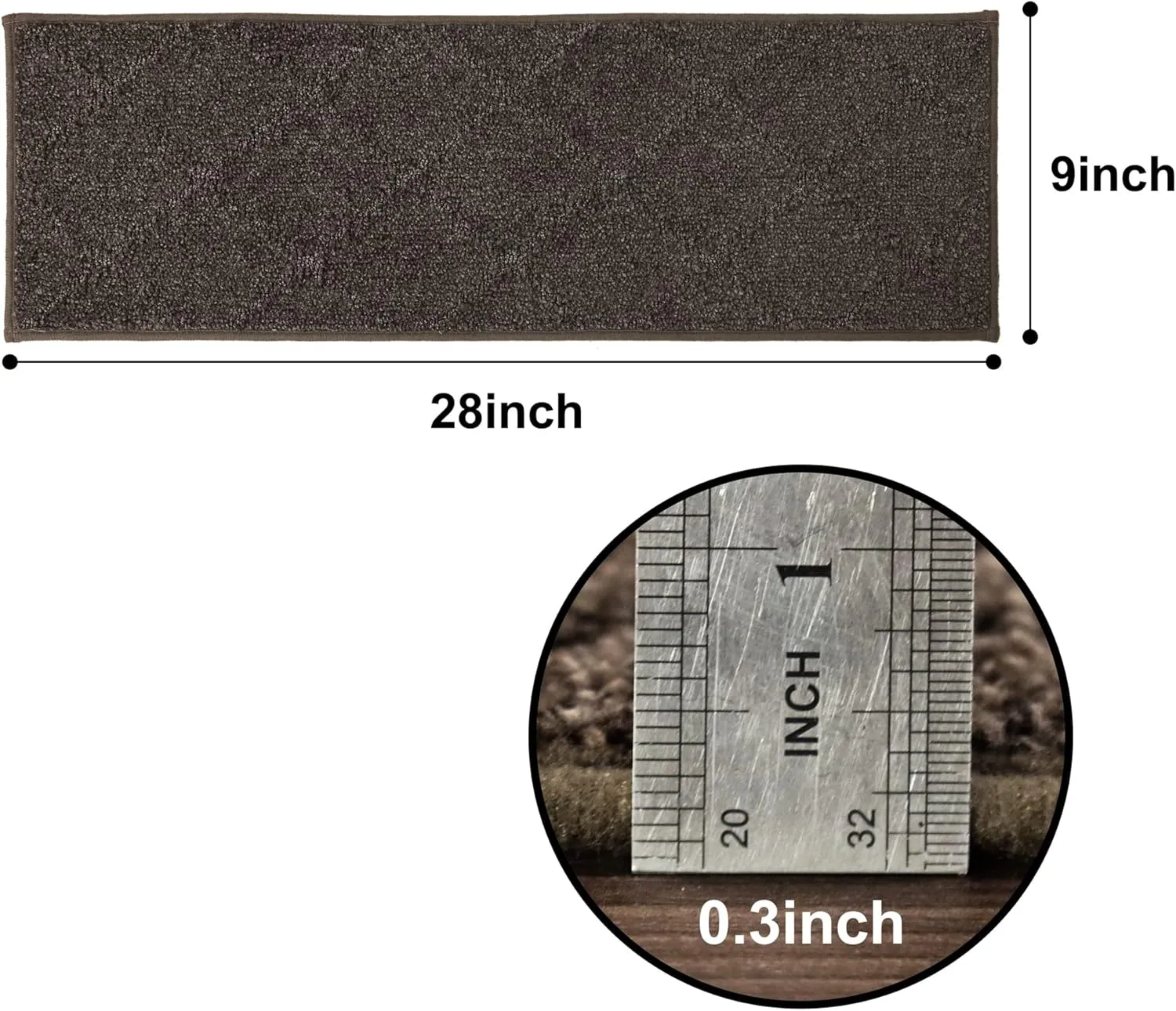 COSY HOMEER Edging Stair Treads Non-Slip Carpet Mat 28inX9in Indoor Stair Runners for Wooden Steps, Edging Stair Rugs for Kids and Dogs, 100% Polyester TPE Backing (15pc, Brown)
