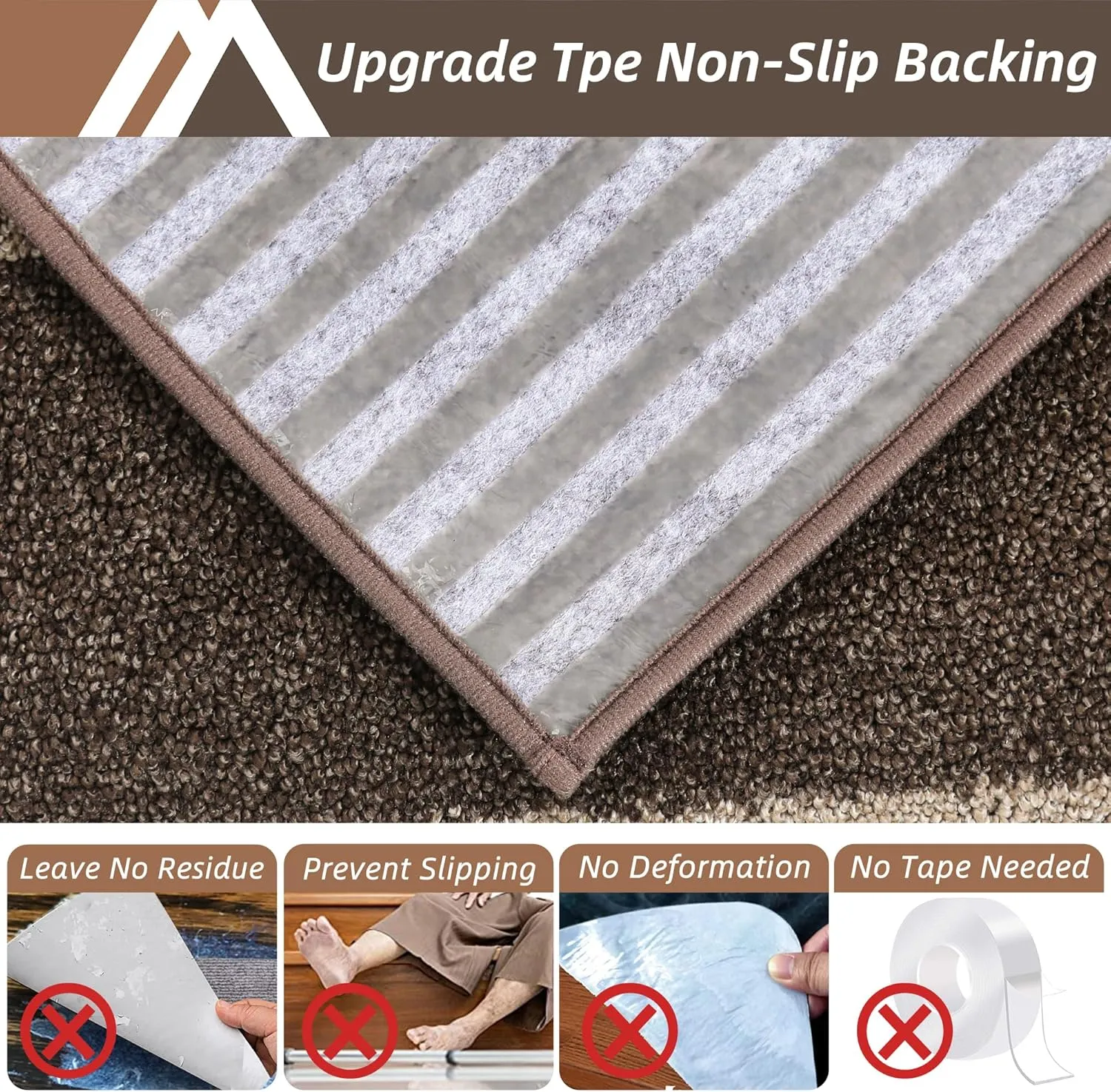 COSY HOMEER Soft Stair Treads Non-Slip Carpet Mat 28inX9in Indoor Stair Runners for Wooden Steps,Stair Rugs for Kids and Dogs, 100% Polyester TPE Backing 7pcs,Brown,Square
