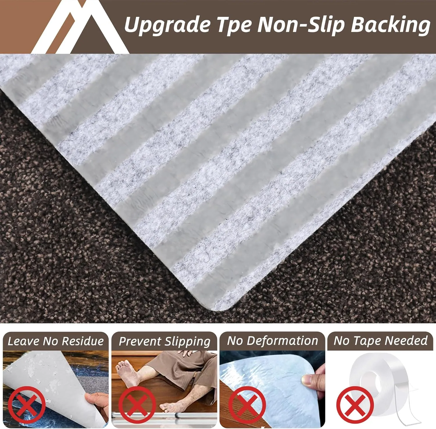 COSY HOMEER Stair Treads Non-Slip Carpet Mat 28inX9in Indoor Stair Runners for Wooden Steps, Stair Rugs for Kids and Dogs, 100% Polyester TPE Backing 10pcs,Brown,Protect Floor