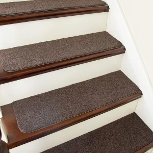 COSY HOMEER Stair Treads Non-Slip Carpet Mat 28inX9in Indoor Stair Runners for Wooden Steps, Stair Rugs for Kids and Dogs, 100% Polyester TPE Backing 7pcs,Brown,Protect Floor