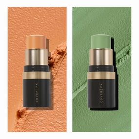COVER FX Correct Stick Color Correcting Duo, Matcha   Bourbon - Redness Correcting Green Concealer - Brightening Darkness Neutralizer