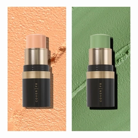 COVER FX Correct Stick Color Correcting Duo, Matcha   Shell - Redness Correcting Green Concealer - Brightening Darkness Neutralizer